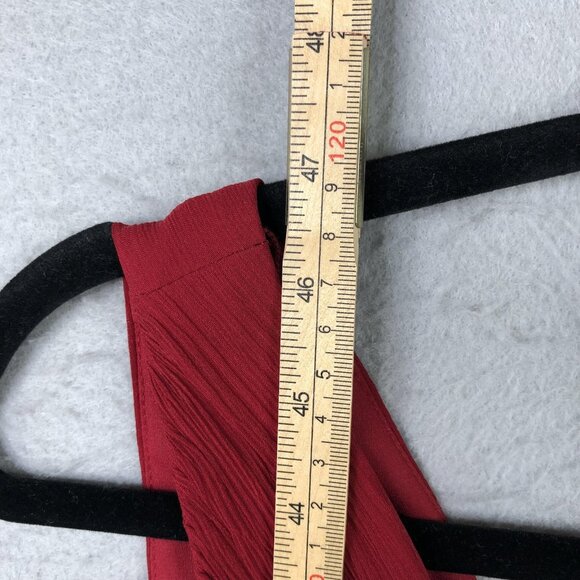 Donna Morgan Dress Womens 6 Red Silk Midi V Neck Pleated Bodice Formal Cocktail - Picture 5 of 15